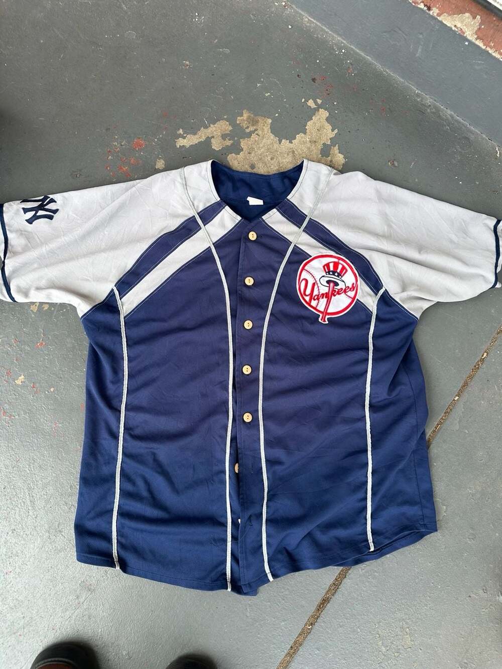 New York Yankees MLB Custom Baseball Jersey Size Large Navy Blue